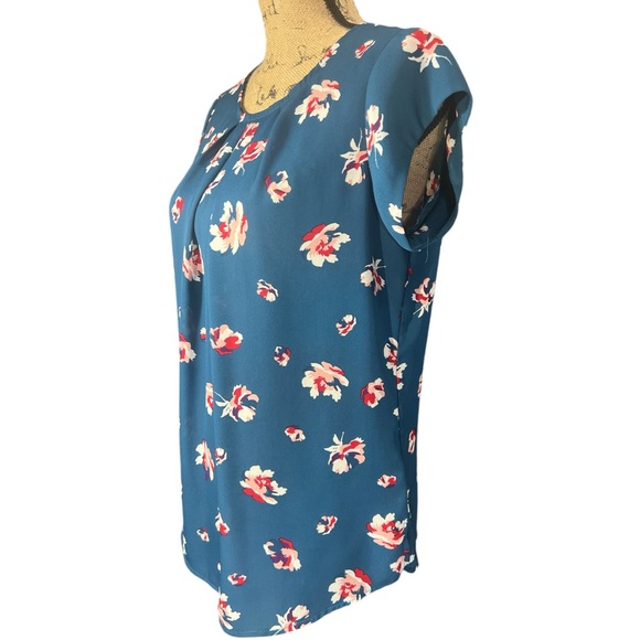 41 Hawthorn dark teal blue floral pullover blouse. Size medium - Picture 4 of 7
